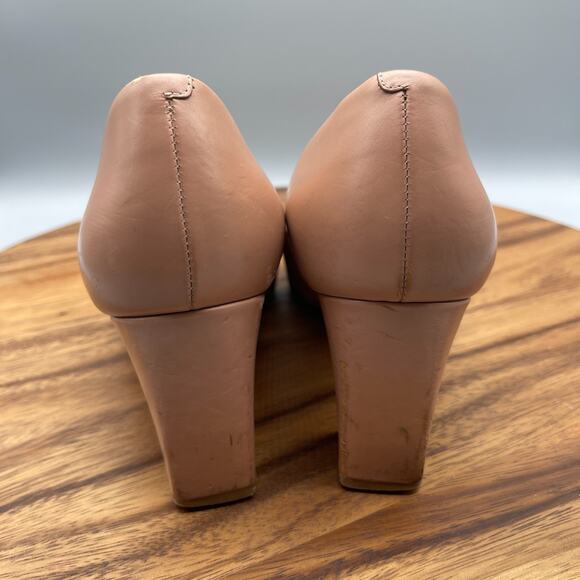 Tory Burch Raleigh Heels Womens Size 9.5M Pink Blush Oak Leather Pump Evening - Picture 4 of 7
